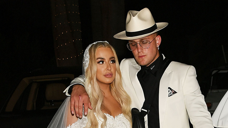 Tana Mongeau and Jake Paul posing