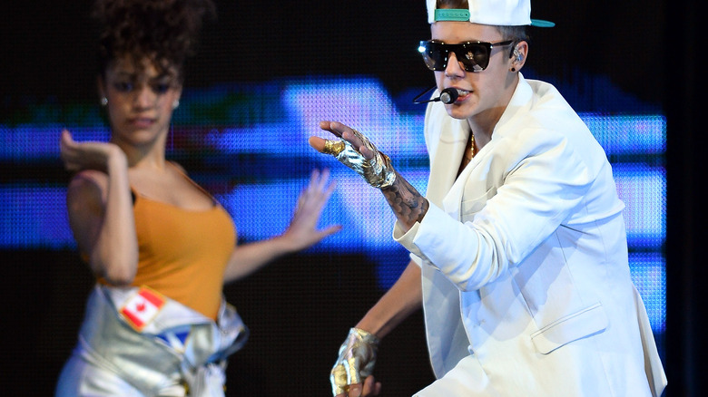 Justin Bieber dancing on stage