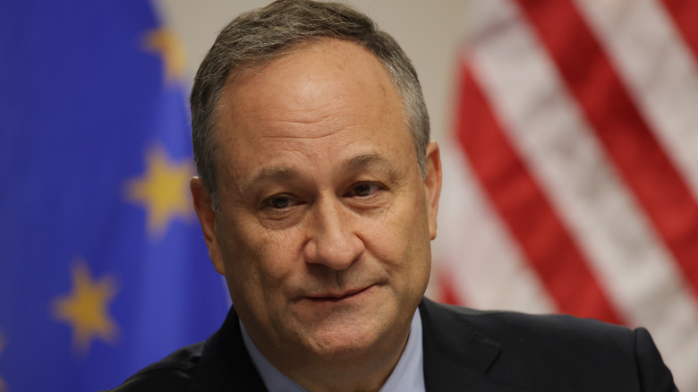 Douglas Emhoff attending an international gathering on combating anti-semitism
