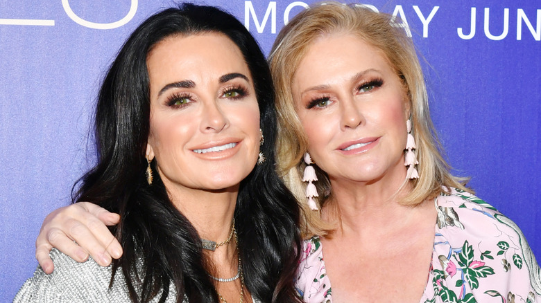 Kyle Richards and Kathy Hilton at an event, smiling