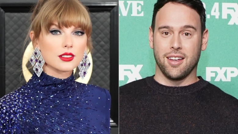 Taylor Swift and Scooter Braun split image