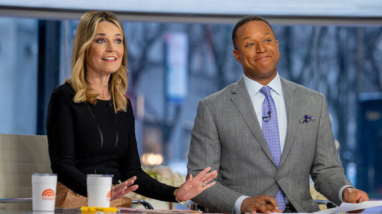Savannah Guthrie and Craig Melvin on the set of the Today show