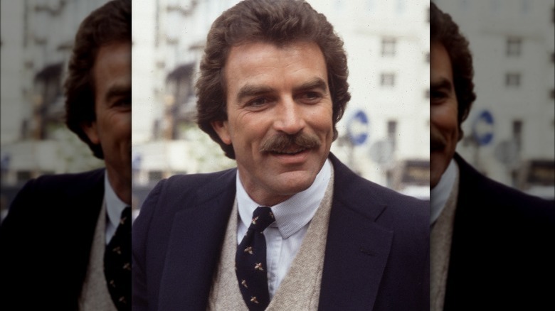 Tom Selleck filming Magnum P.I.