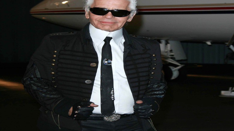 Karl Lagerfeld in black jacket