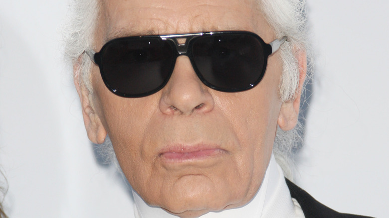 Karl Lagerfeld in black sunglasses 