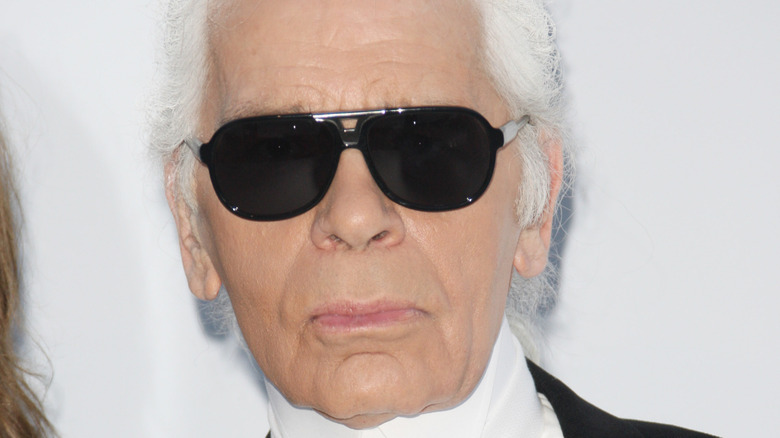 Karl Lagerfeld in black sunglasses