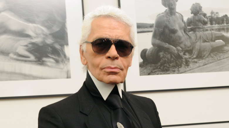 Karl Lagerfeld posing