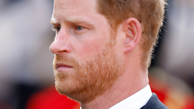 Prince Harry somber at Queen Elizabeth II coffin