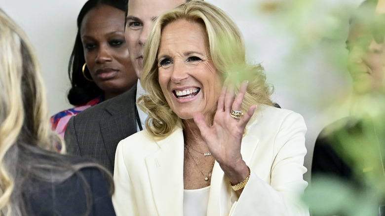 Jill Biden smiling in a crowd