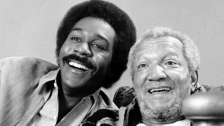 Demond Wilson poses with Redd Foxx for Sanford and Son