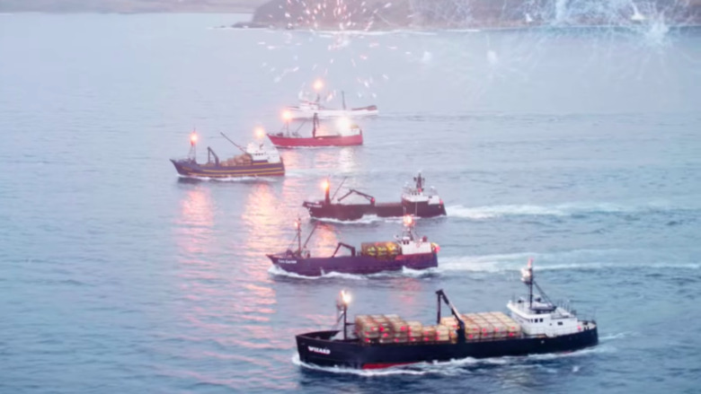 The ships of Deadliest Catch at sea