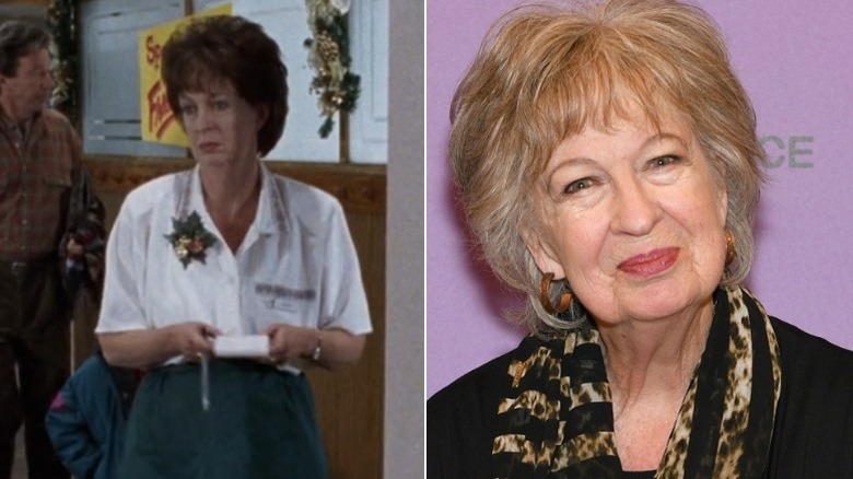 splitscreen of Jayne Eastwood in The Santa Clause and at an event