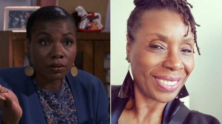 splitscreen of Joyce Guy in The Santa Clause and in a selfie