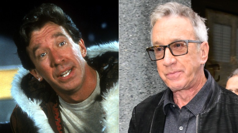 splitscreen of Tim Allen in The Santa Clause and out in public