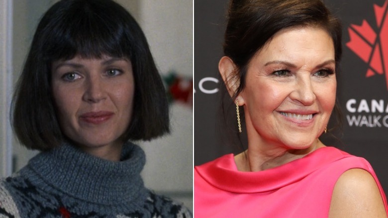 splitscreen of Wendy Crewson in The Santa Clause and at a recent event