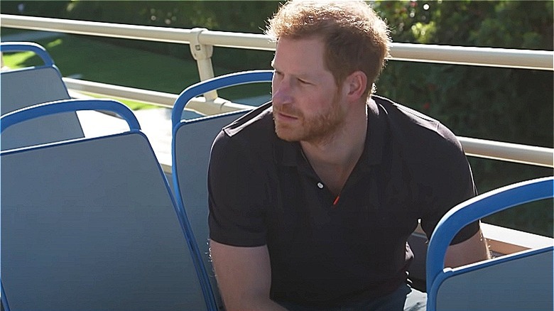 Prince Harry on tour bus