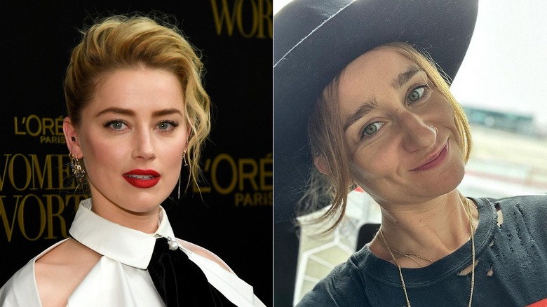 Amber Heard posing; Eve Barlow selfie