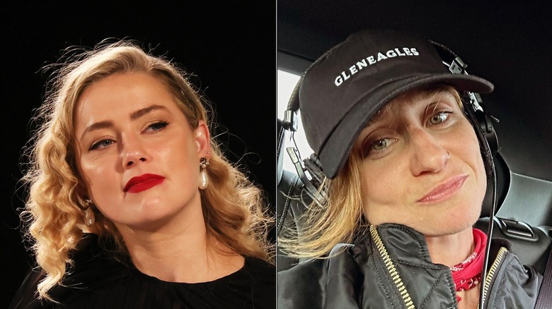 Amber Heard smiling; Eve Barlow selfie
