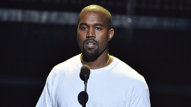 Kanye West at microphone