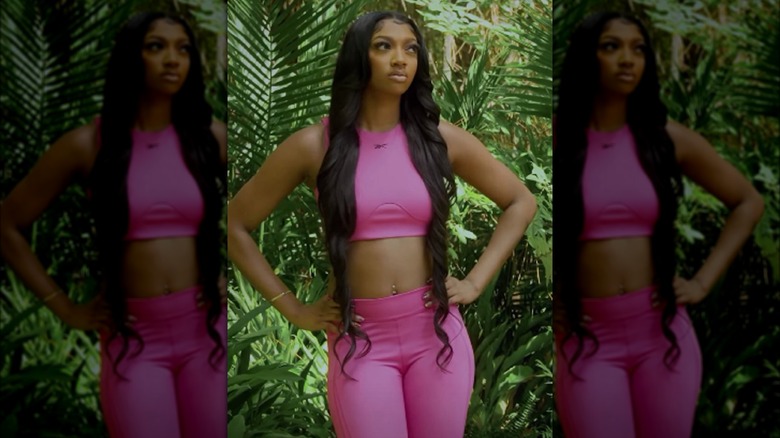 Angel Reese posing in Reebok ad