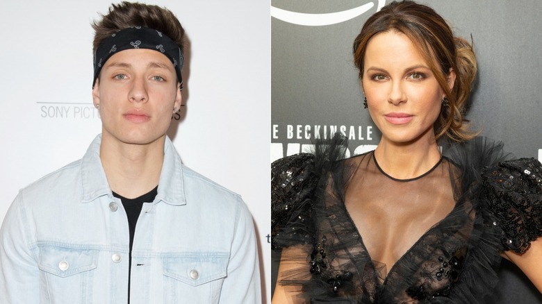 Matt Rife wearing bandana, Kate Beckinsale posing