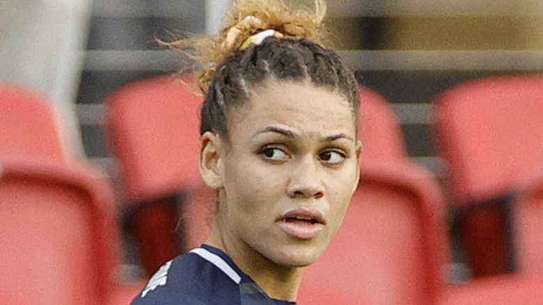 Trinity Rodman playing for Washington Spirit against Houston Dash.