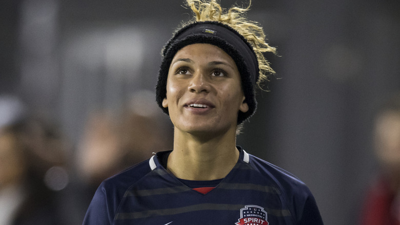 Trinity Rodman playing for Washington Spirit against North Carolina Courage.