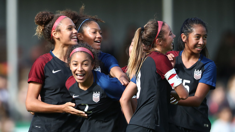 Trinity Rodman playing for USA vs. Germany at Germany at Krandelstadion.
