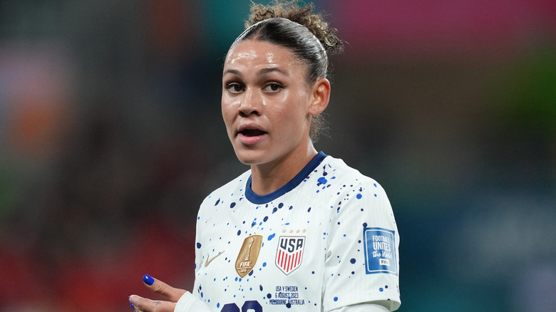 Trinity Rodman playing for USA vs. Sweden in the 2023 Women's World Cup