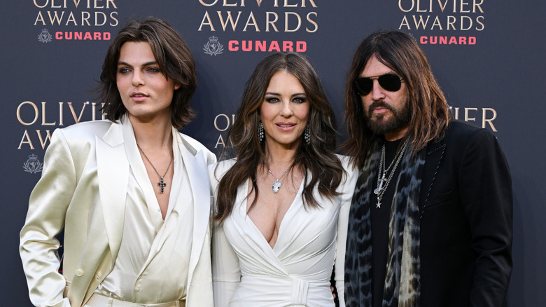 Damian Hurley, Elizabeth Hurley, and Billy Ray Cyrus at the Olivier Awards 2026