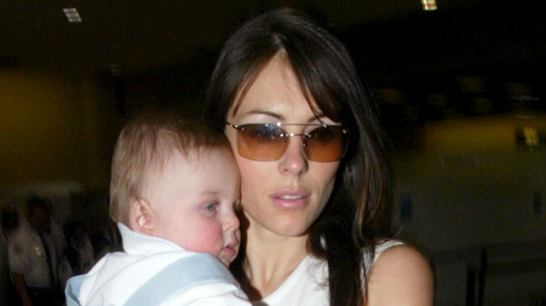 Elizabeth Hurley and infant Damian Hurley at Los Angeles International Airport
