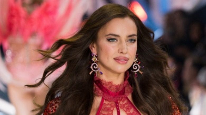 Irina Shayk wearing red bra