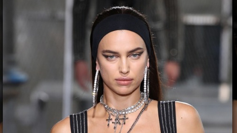 Irina Shayk wearing hoop earings