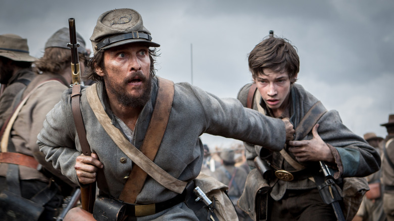 Matthew McConaughey and Jacob Lofland in a scene from The Free State of Jones