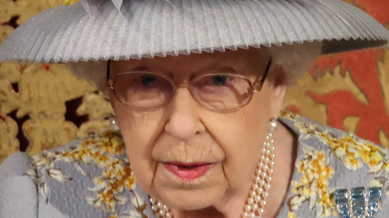 Queen Elizabeth II during State Opening of Parliament 2021