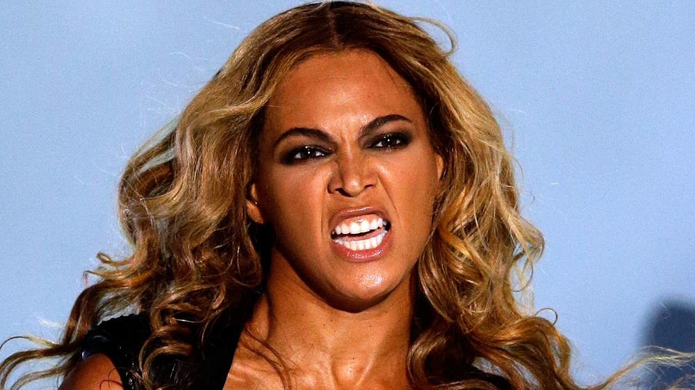 Beyonce looking fierce during her Super Bowl XLVII halftime show 