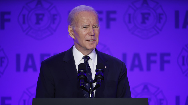 Joe Biden in front of an American flag