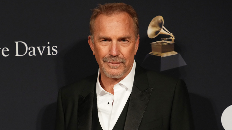 Kevin Costner at the 2024 pre-Grammy gala wearing formalwear