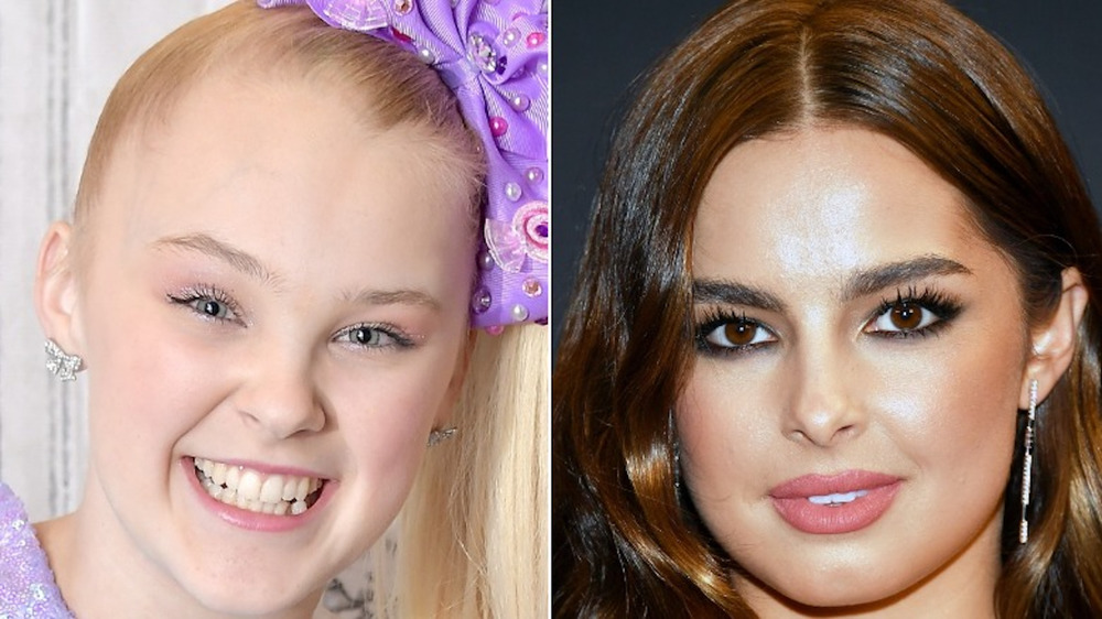 JoJo Siwa smiling, Addison Rae smiling
