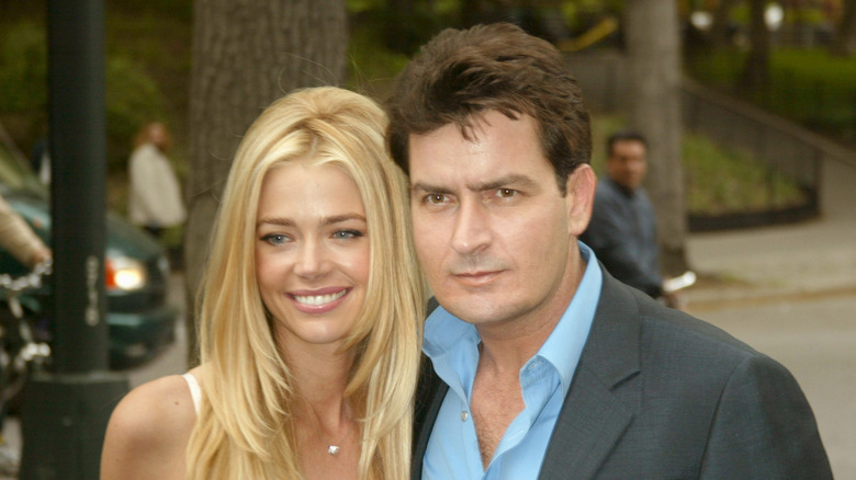 Denise Richards poses with Charlie Sheen