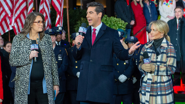 Jessica Tarlov, Jesse Watters and Dana Perino at the All-American Christmas tree lighting.