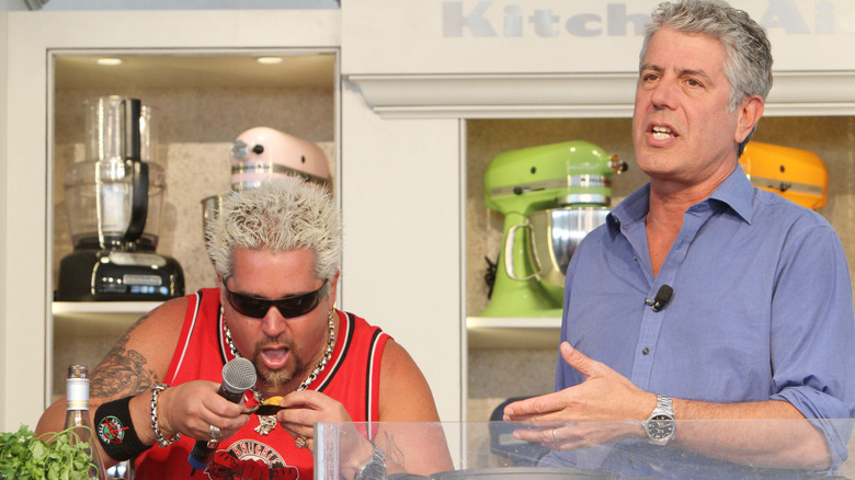 Guy Fieri and Anthony Bourdain togeher on a program
