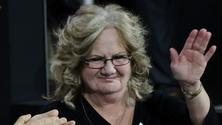 Beverly Aikins waving to JD Vance at the 2024 RNC.