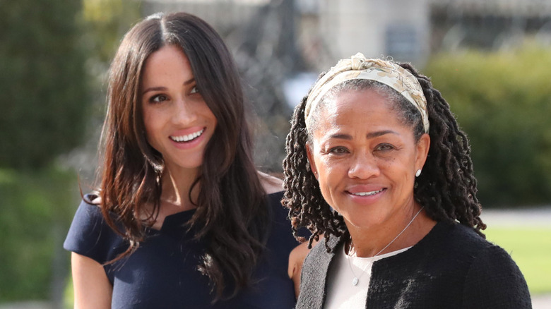 Meghan Markle and Doria Ragland arrive at Cliveden House Hotel in 2018