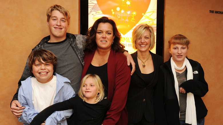 Kelli Carpenter and Rosie O'Donnell pose with their four children in 2010