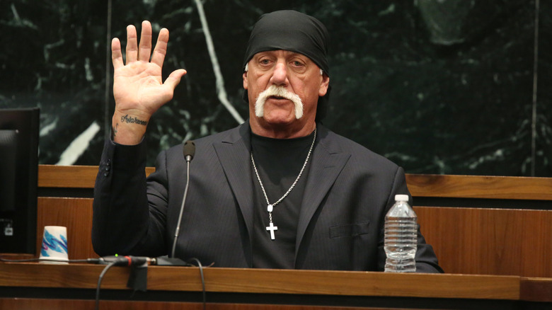 Hulk Hogan testifying in court during Gawker trial