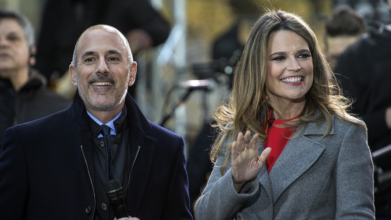 Matt Lauer and Savannah Guthrie smiling