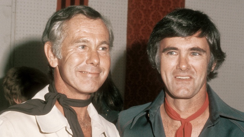 Dick and Johnny Carson in the 1970s on set of "The Tonight Show" 