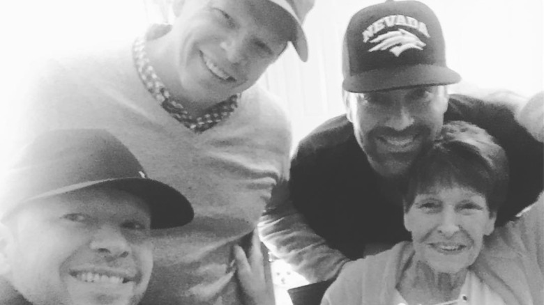 Donnie Wahlberg with mom Alma and brothers Craig and Steve in a selfie on Instagram
