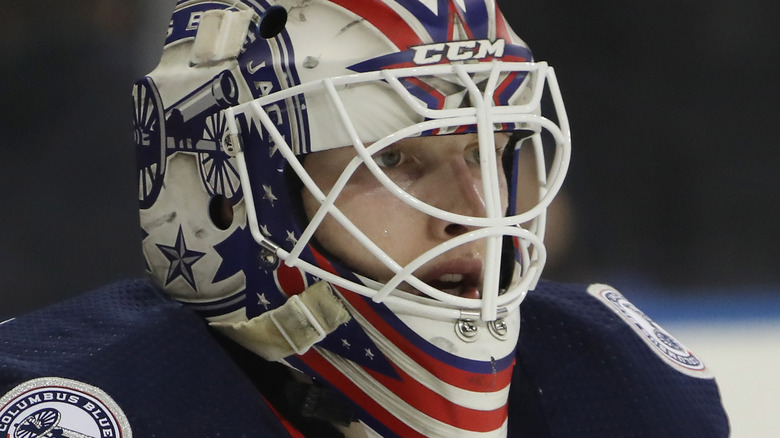 Matiss Kivlenieks playing hockey 